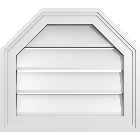 Octagonal Top Surface Mount PVC Gable Vent W/ 2W X 1-1/2P Brickmould Frame, 18W X 16H